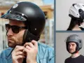 Uomo con casco jet nero e donna con casco demi jet bianco e grigio. Confronto visivo per capire la differenza tra casco jet e demi jet.