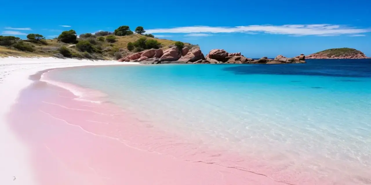 Spiaggia rosa di Budelli, Sardegna. Acque cristalline e sabbia finissima creano un paesaggio da sogno.