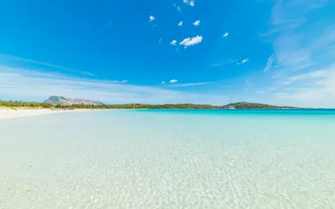 Acque cristalline e sabbia bianca a Cala Brandinchi, un angolo di paradiso che ricorda Tahiti.
