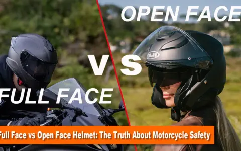 Confronto tra casco integrale e jet: un motociclista con casco integrale e una donna con casco jet, per valutare la sicurezza.