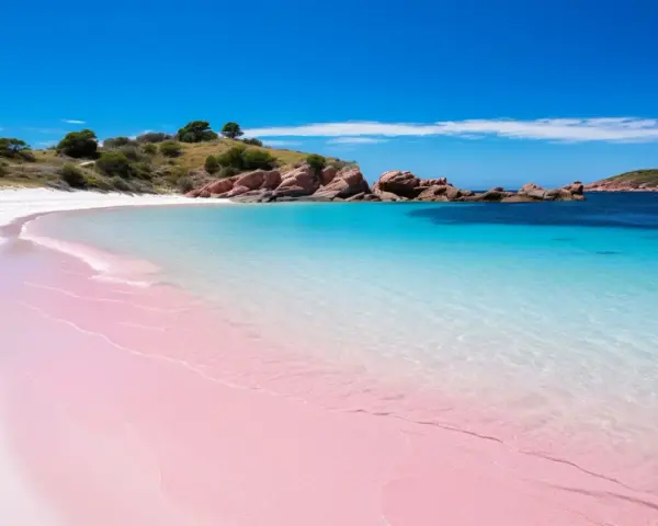 Spiaggia rosa di Budelli, Sardegna. Acque cristalline e sabbia finissima creano un paesaggio da sogno.