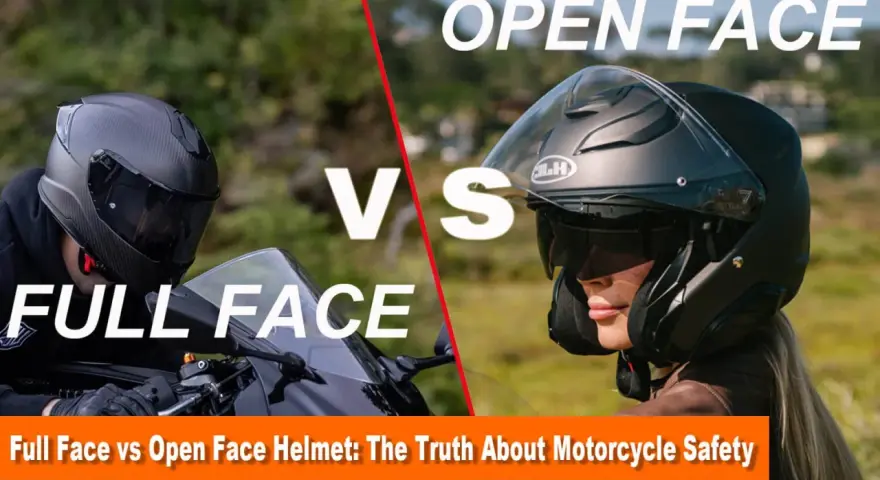 Confronto tra casco integrale e jet: un motociclista con casco integrale e una donna con casco jet, per valutare la sicurezza.